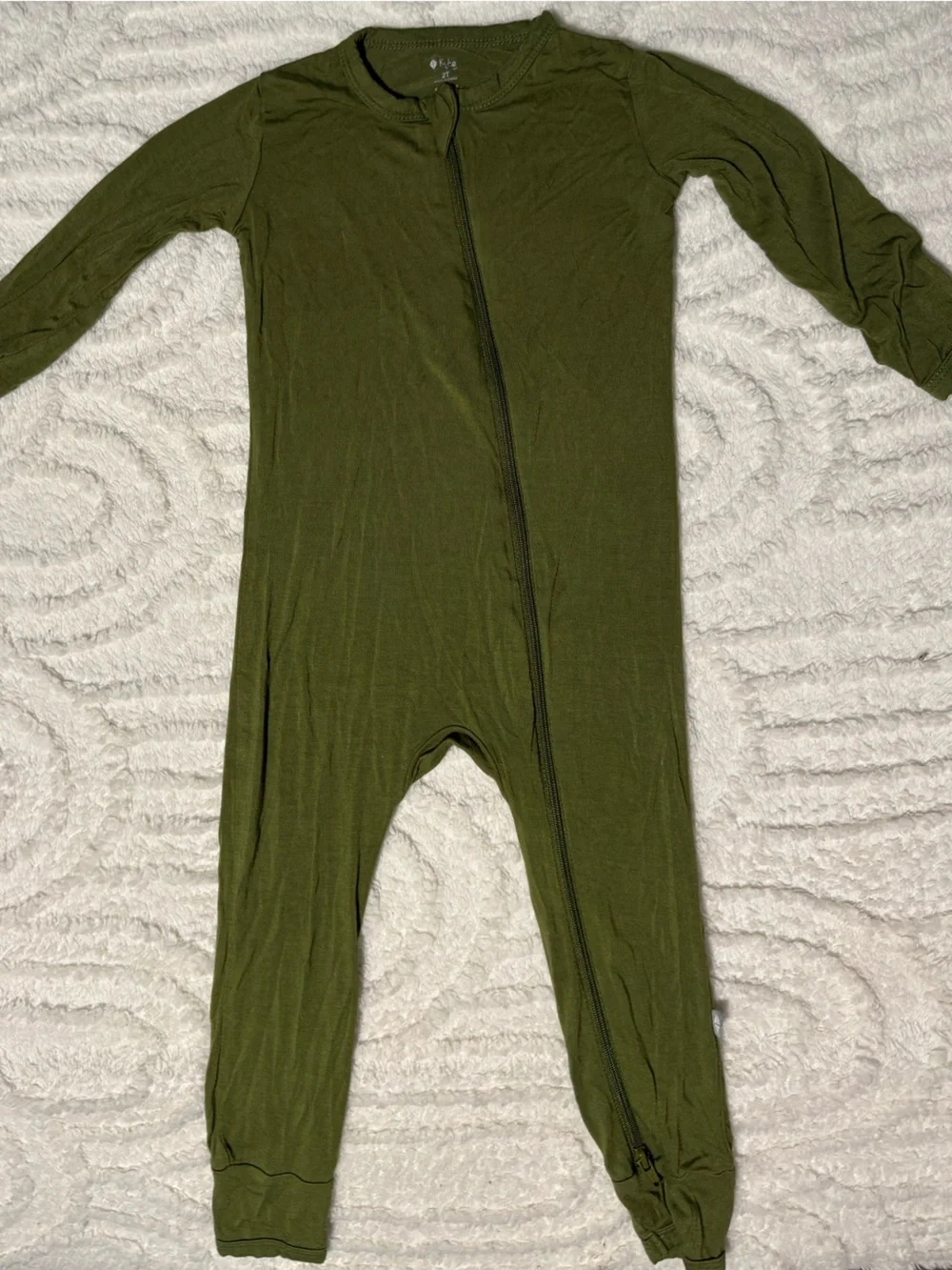 Olive Green Kyte Baby Zippered Footie 2T